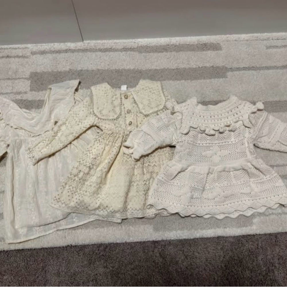 Elegant Cream Baby Dresses Set